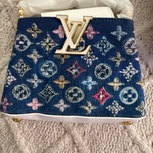 Louis Vuitton Multicolor Patterned Blue Denim Mini Bag
